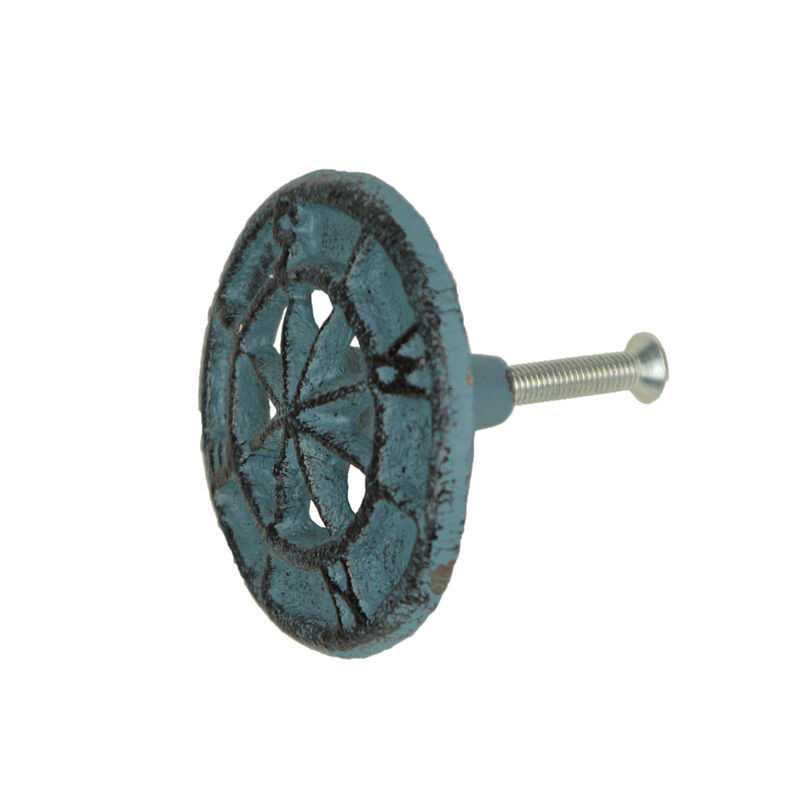 Set of 12 Light Blue Cast Iron Nautical Compass Rose Drawer Pulls: Functional and Stylish Hardware Coastal Knobs for Cabinets, Dressers, and Furniture image number 3
