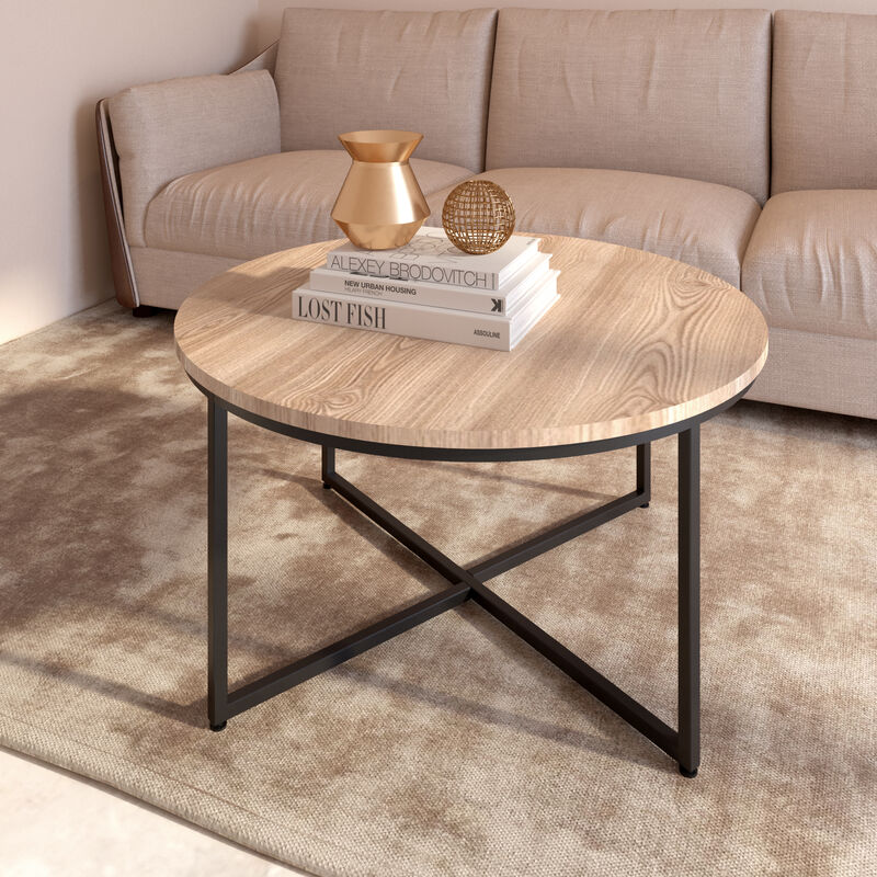 Modern Round Coffee Table Stylish Sleek Wood Design Sturdy Construction Perfect for Small Spaces