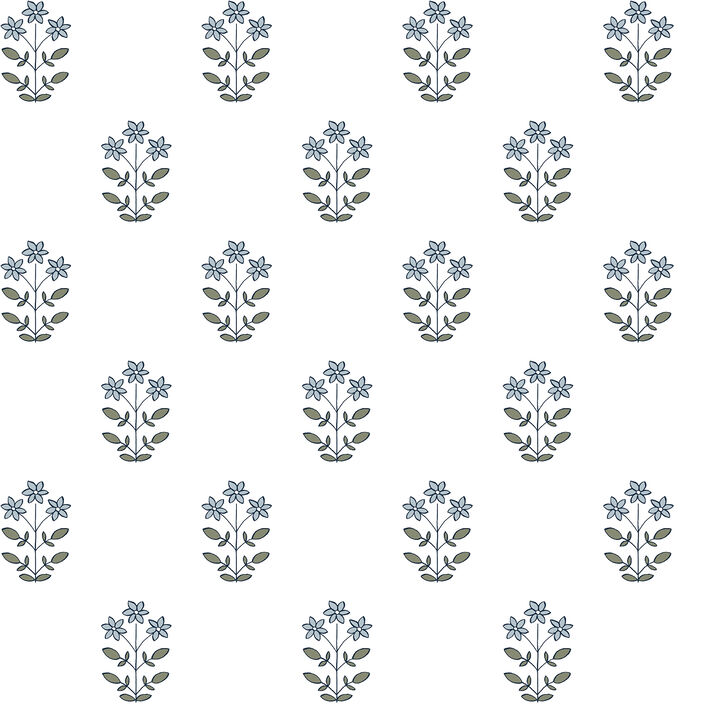 Kit Blue Heather Floral Wallpaper