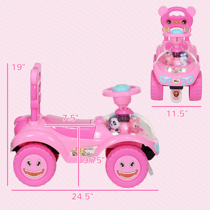BreeBe Foot to Floor Toddler Push Car w/ Horn, Light, Music, Anti-Over-Backwards Device & Underseat Storage image number 2