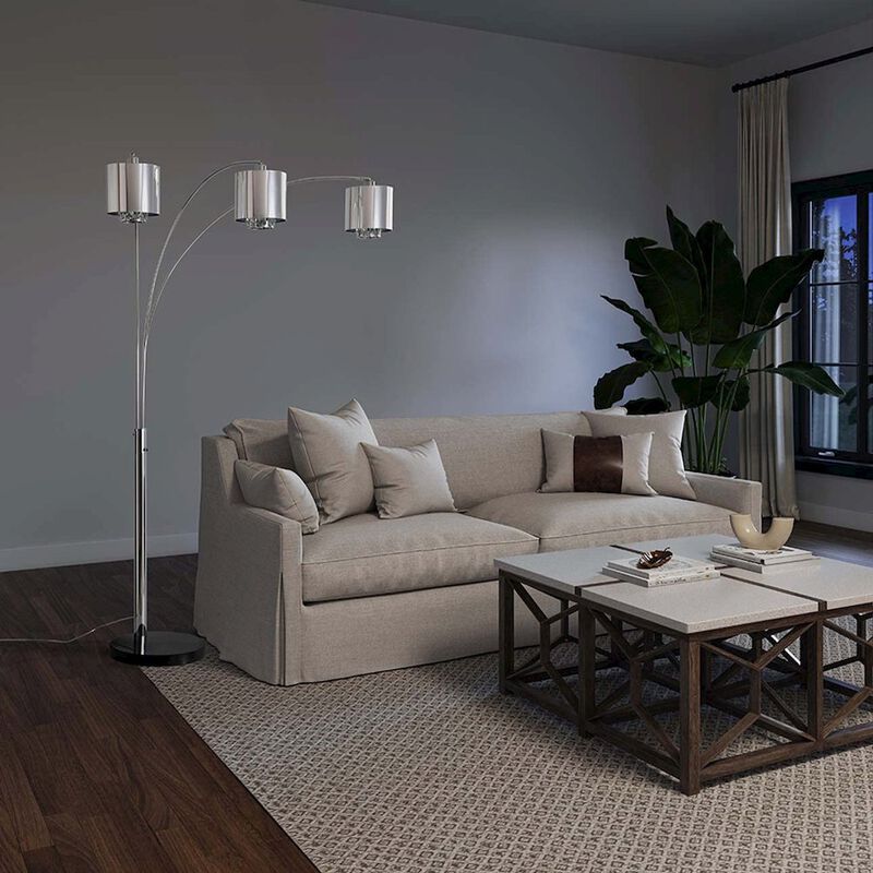 NOVA OF CALIFORNIA Marilyn 3 Light Arc Floor Lamp - Chrome