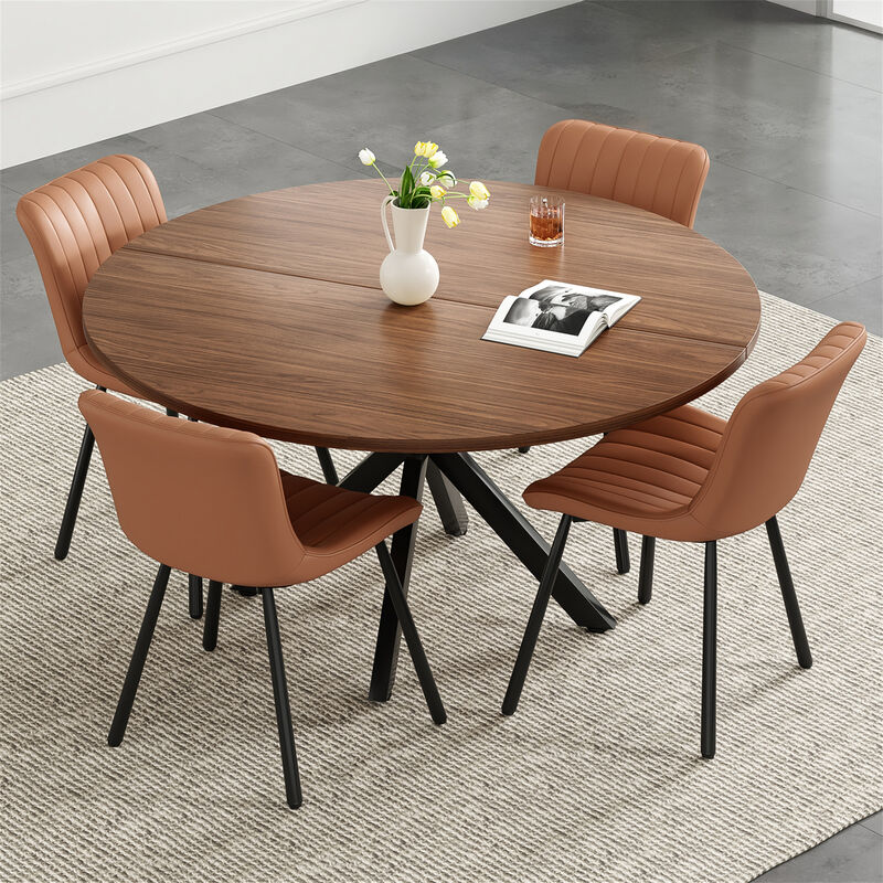 47.2" Solid Wood Round Dining Kitchen Table with Intersecting Pedestal Base image number 2