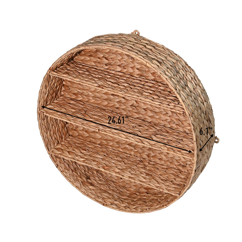 Annulus 24.61" 3-Shelf Circular Hand-Woven Hyacinth Wall Rack