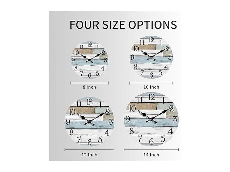 Wall Clock Battery Operated 12 Inch Silent Non Ticking Coastal Design Country image number 1