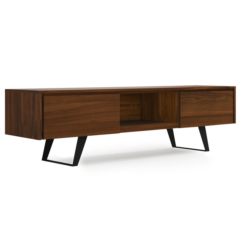 Lowry  72 inch Wide Modern Industrial TV Media Stand in Walnut For TVs up to 80 inches