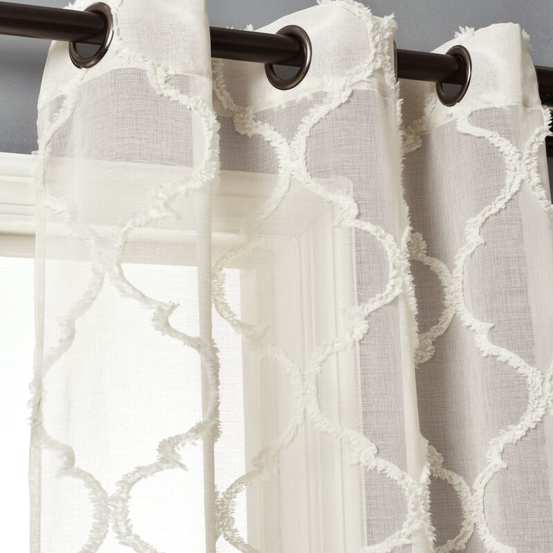 Avon Trellis Grommet Sheer Window Curtain Panels