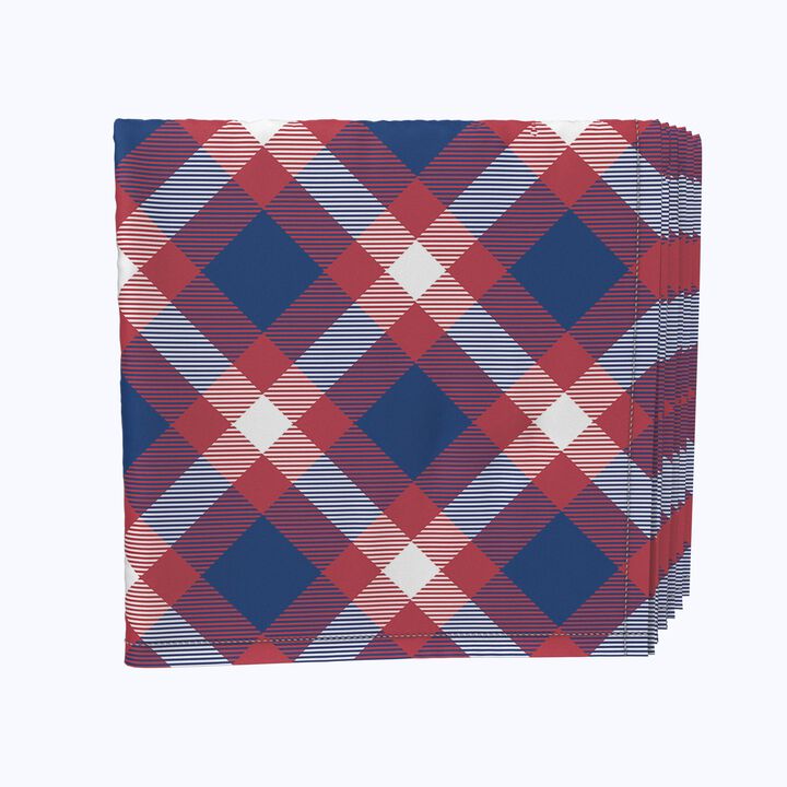 Fabric Textile Products, Inc. Napkin Set, 100% Polyester, Set of 4, Patriotic Tartan Plaid