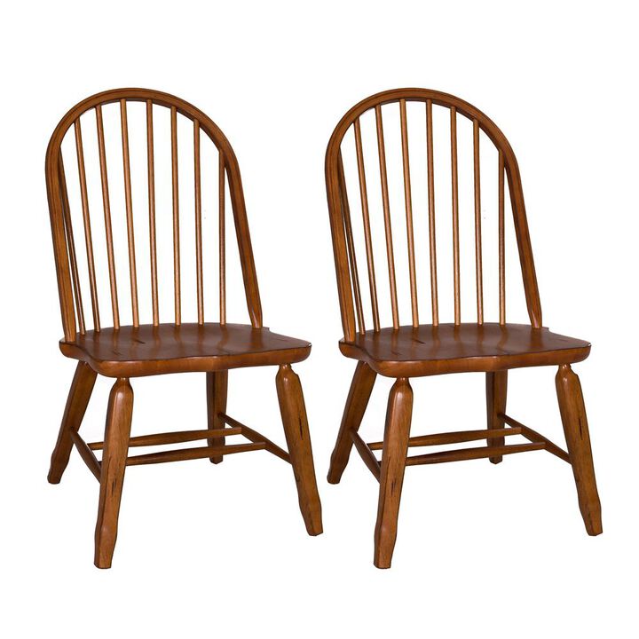 Liberty Furniture Treasures Bow Back Side Chair - Oak-Set of 2 in Rustic Oak