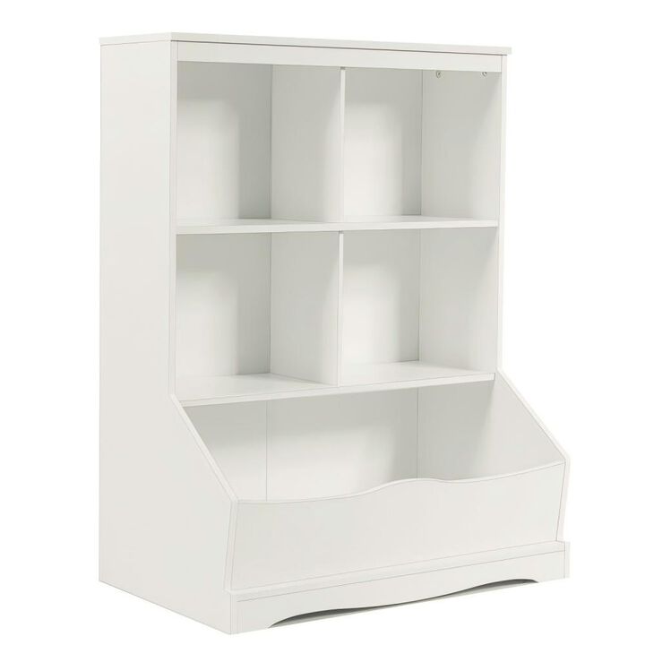 3-Tier White Children's Multi-Functional Durable Bookcase Toy Storage Bin Floor Cabinet