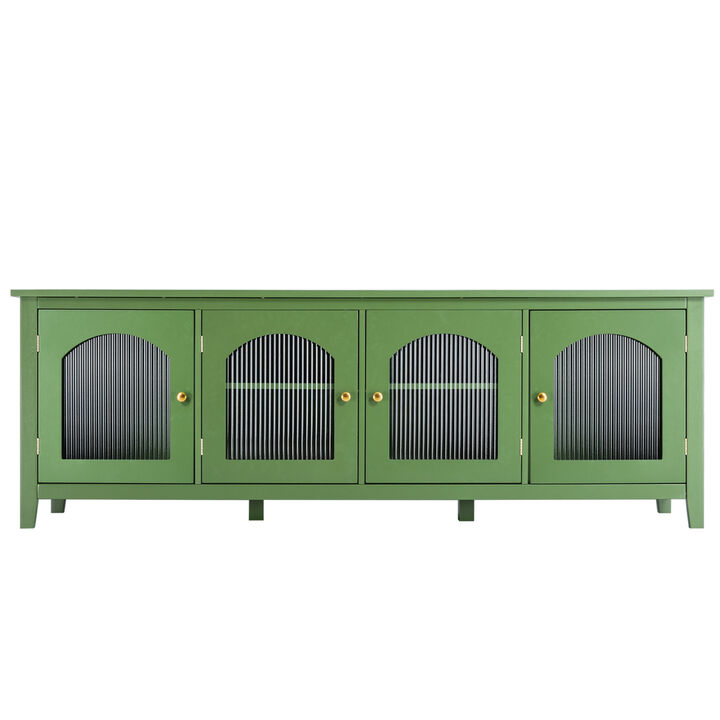 Streamdale Stylish 71-Inch TV Stand with Antique Green Glass Door