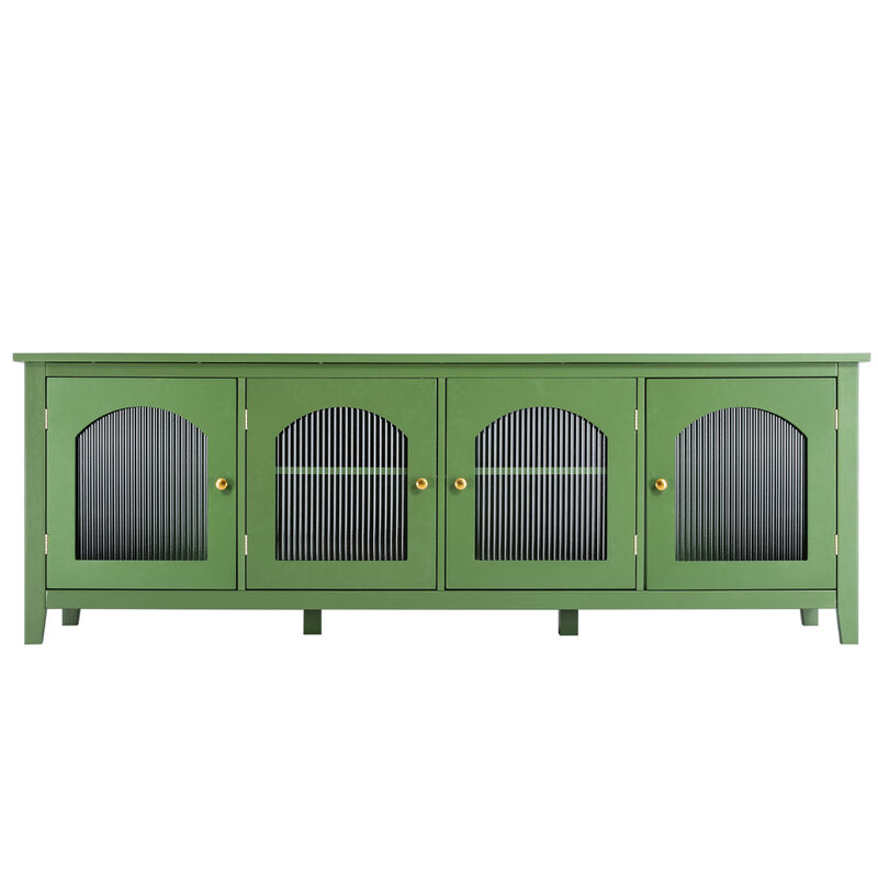 Streamdale Stylish 71-Inch TV Stand with Antique Green Glass Door