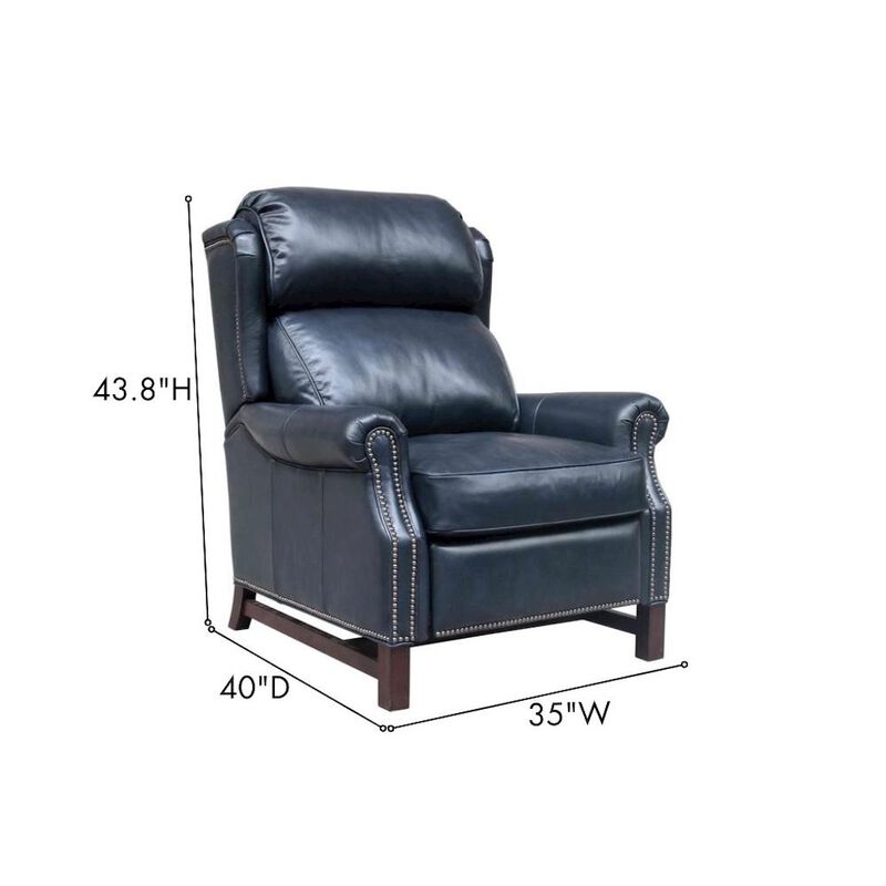 Starlight Canyon Home Blue Leather Recliner Chair with Push-Thru Arms and Footrest Support image number 6
