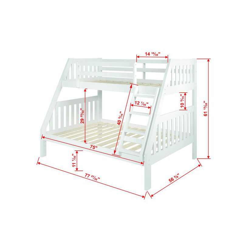 Donco Kids Twin/Full Mission Bunk Bed White
