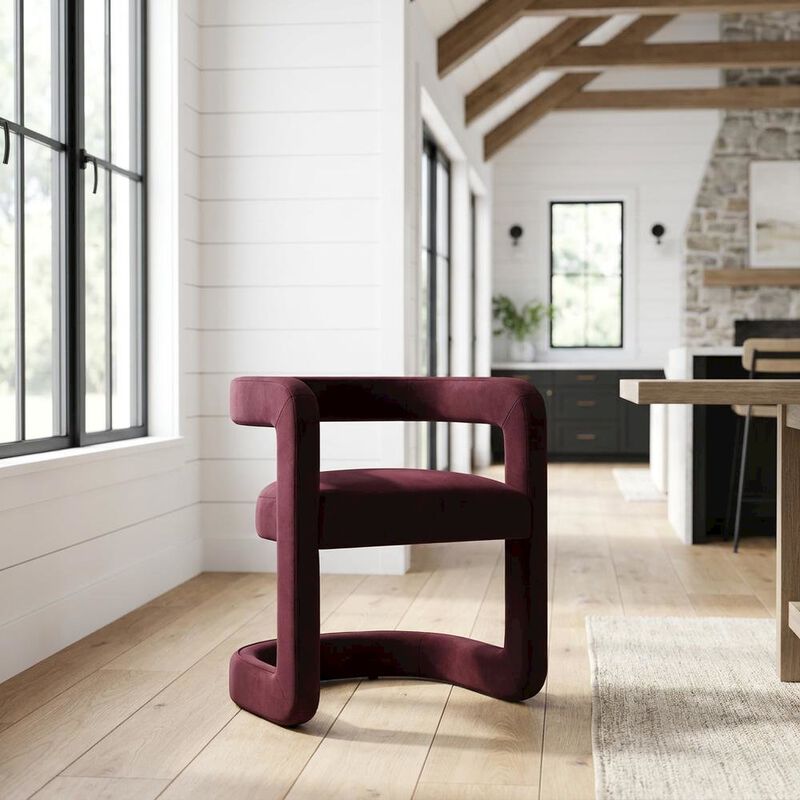Performance Velvet Barrel Dining Chair with Arms, Cadet Blue image number 3