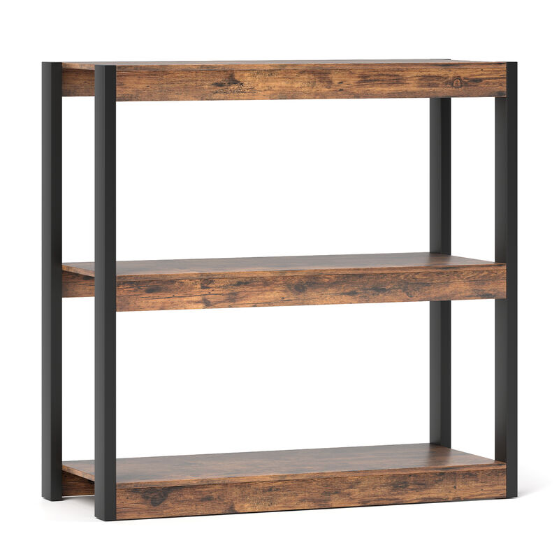 Small 3-Tier Bookcase with Wood Finish and Dual Anti-Tip Protection for Kids’ Room or Office