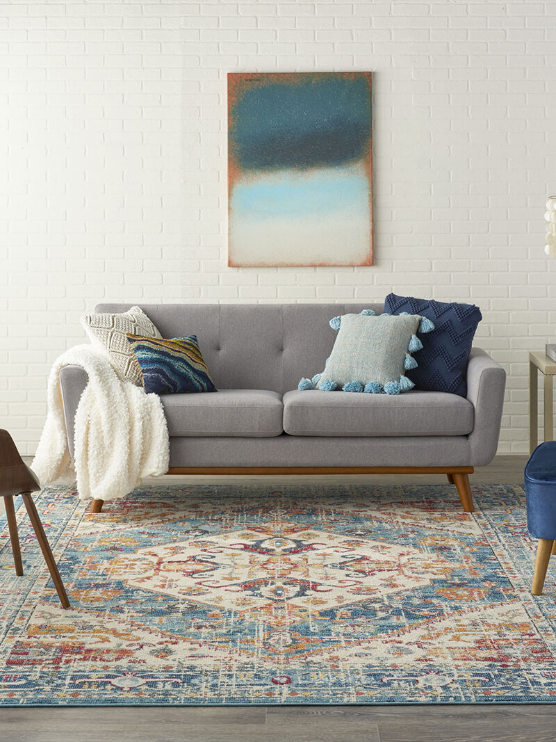 Passion PSN23 Ivory/Light Blue 6'7" x 9'6" Rug image number 7