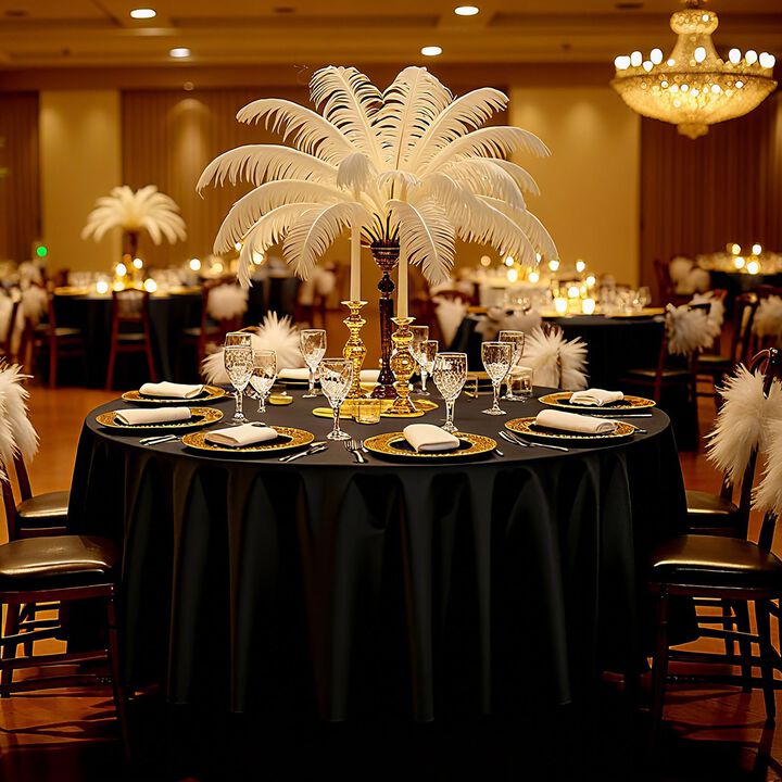 Round Tablecloth Set, Machine Washable Polyester Covers for Wedding, Banquet & Events