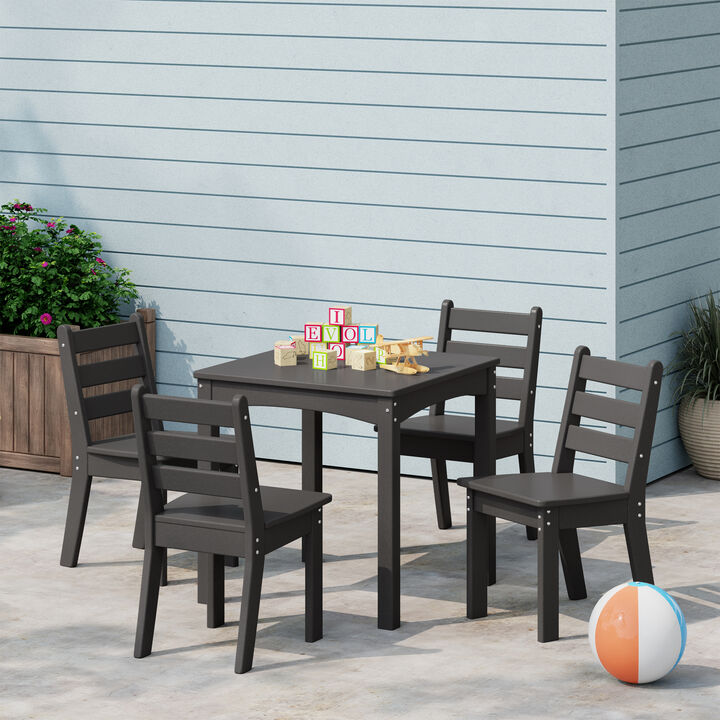 WestinTrends Kids 5-Piece HDPE Dining Table and Chairs Set