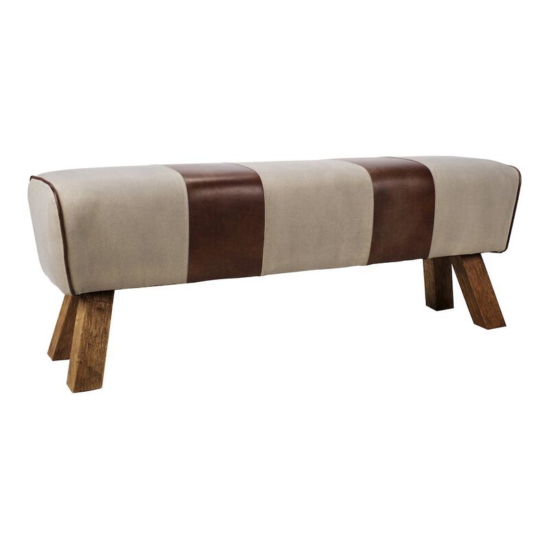 Starlight Canyon Home Brown Leather Bench, Elegant Entryway Bench with Wooden Legs image number 0