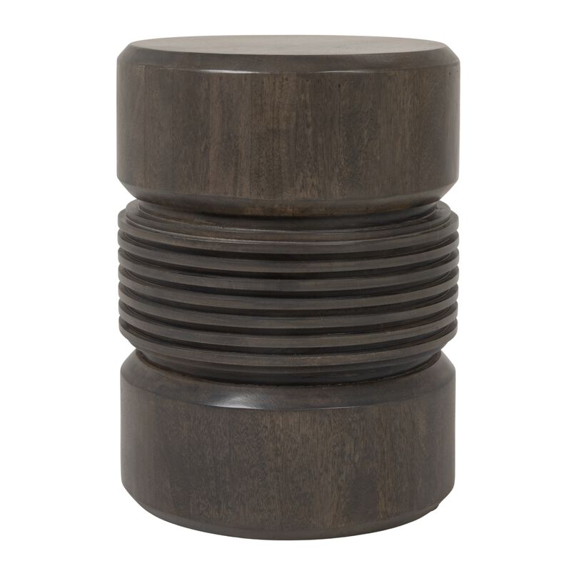 Round Ribbed Mango Wood Side Table image number 1
