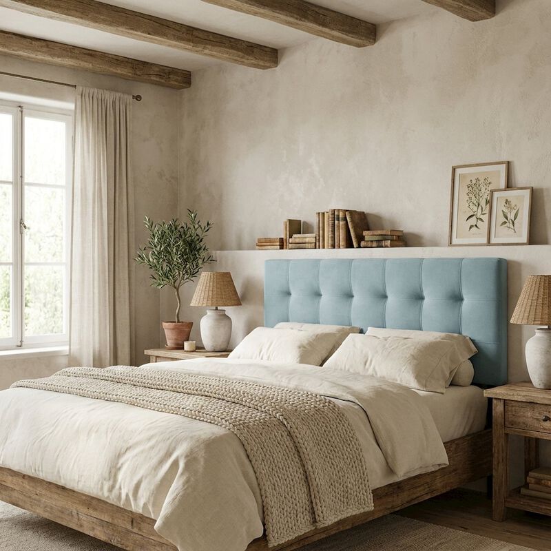 Biscuit Tufted Full Headboard in Performance Velvet with Elegant Design image number 2