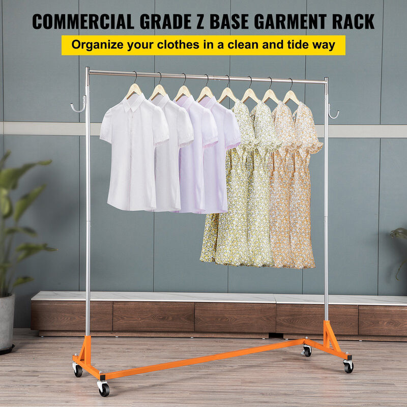 Rolling Z Garment Rack with Lockable Wheels, Industrial Clothing Rack image number 3