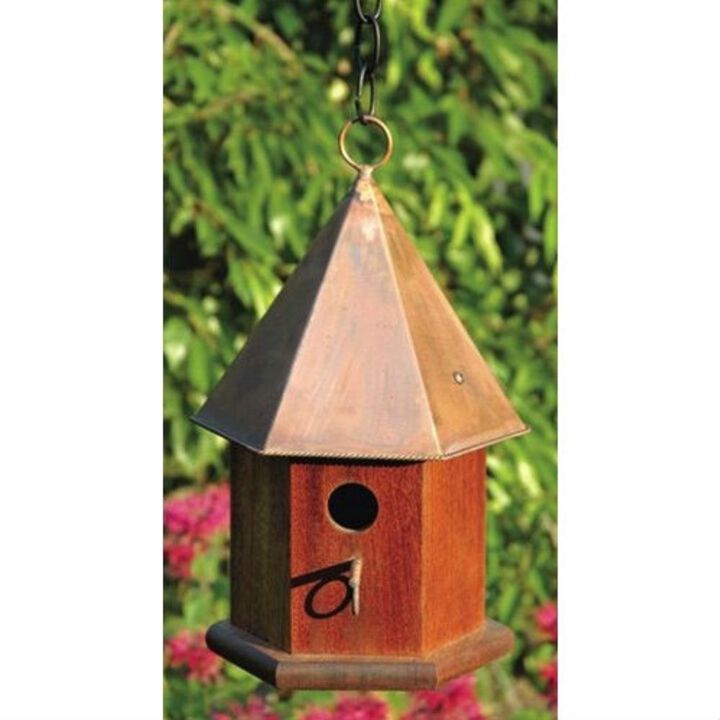 Hivvago Solid Mahogany Wood Songbird Birdhouse with Shiny Copper Roof