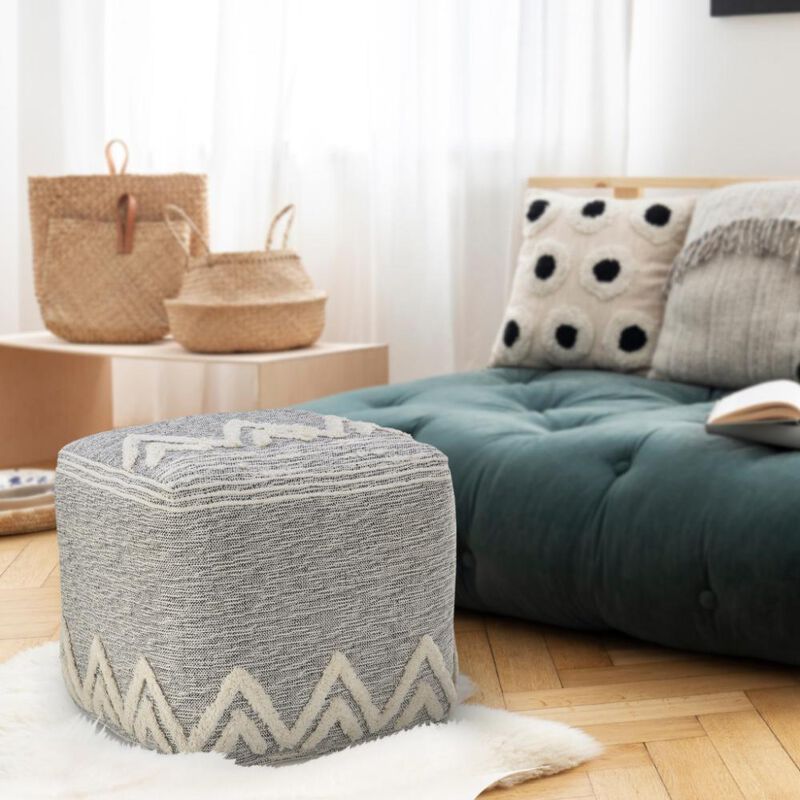 Hivvago 16 Inch Gray Fabric Pouf Ottoman