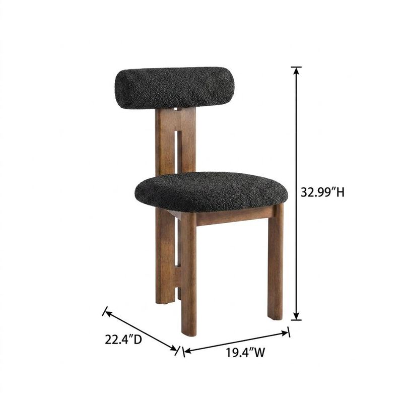 Boucle Fabric Upholstered Dining Chairs, French Oak Ivory, Set of 2 image number 2