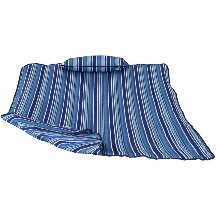 Sunnydaze Outdoor Polyester Hammock Pad and Pillow Set - Khaki Stripe