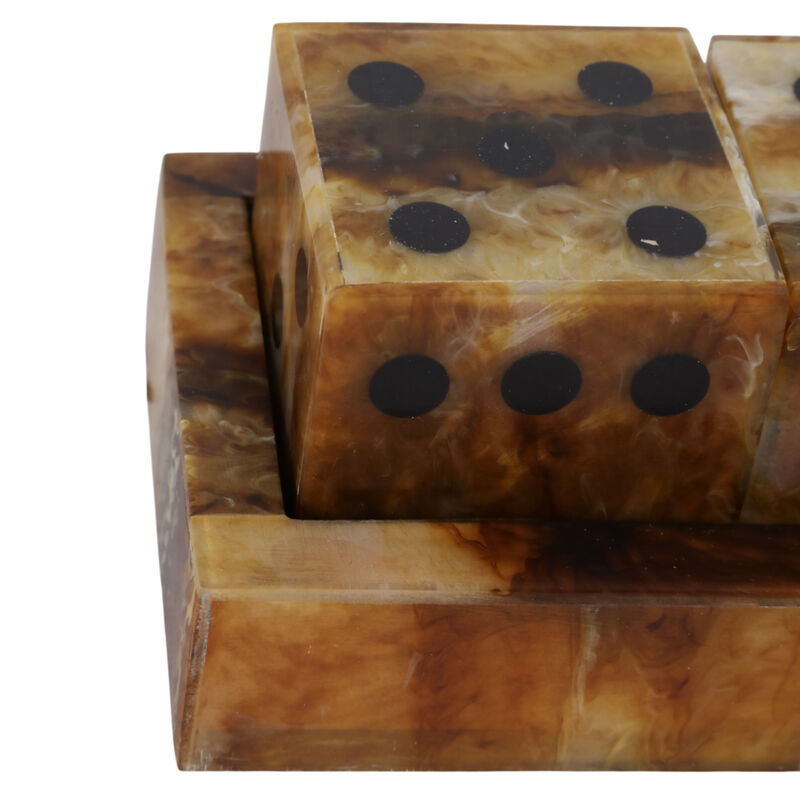 11x3" Tortoise Resin Dice Set, Brown image number 5