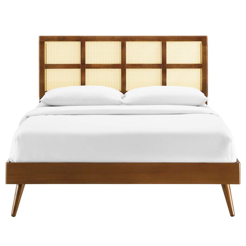 Modway - Sidney Cane and Wood Queen Platform Bed with Splayed Legs