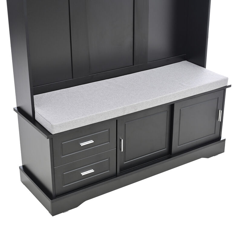 Merax Versatile Coat Rack Hall Tree with Sliding Doors