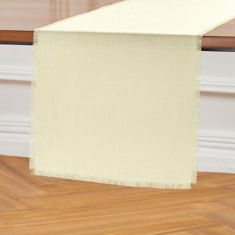 Solino Home Fringe 100% Linen Table Runner &ndash; Handcrafted, Machine Washable, Perfect for Holiday and Everyday Dining