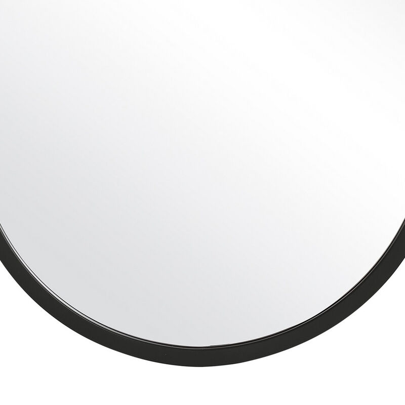 20 Inch Contemporary Style Oblong Shape Mirror, Black-Benzara