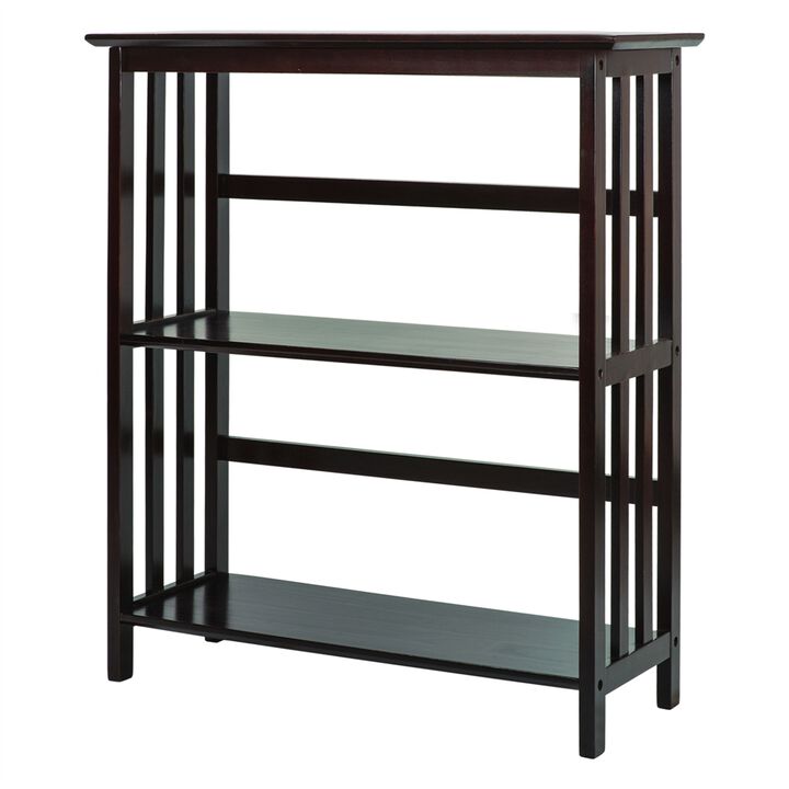 Mission Style 3-Shelf Bookcase-Espresso
