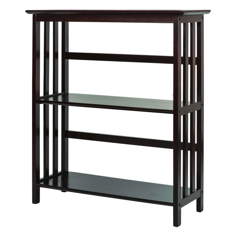 Mission Style 3-Shelf Bookcase-Espresso