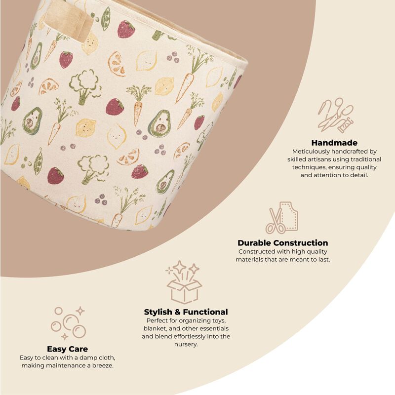 Clementine Fruits & Veggies Canvas Storage Bin image number 5