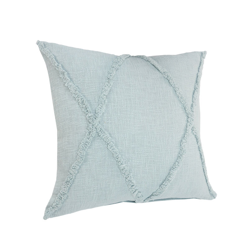 HomeRoots Set of Two Blue Diamond Cotton Throw Pillow With Fringe image number 3