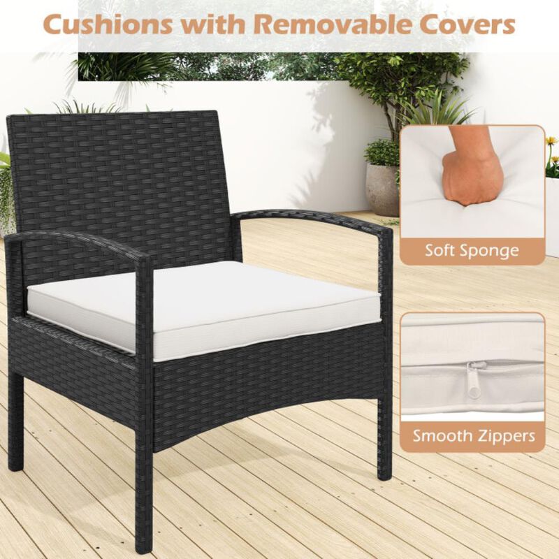 Hivvago 3-Piece Patio Furniture Set Rattan Bistro Chairs with Table image number 5
