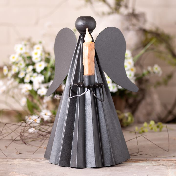 Smokey Black Metal Angel Candle Holder 135 Inch Tabletop Taper Decor Indoor