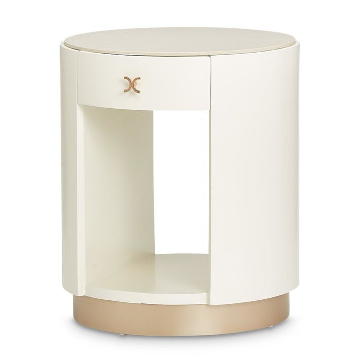 Michael Amini La Rachelle Round End Table  - Champagne