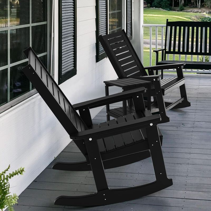 ShipItFurniture Oversized Outdoor Rocking Chairs Set of Two Black image number 4