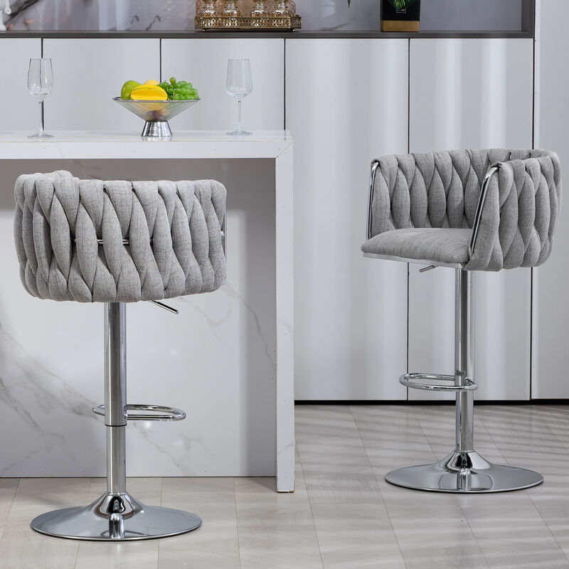 Streamdale 360 Swivel Bar Stools with Woven Back & Footrest (Set Of 2)