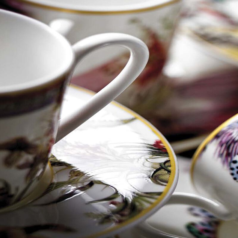 Coffee Cup & Saucer FLOWERS MODEL D-A Set of 2 in Luxury Box  diam. 2.3", H 2.5", Cap. 4 oz, Saucer diam. 4.75" image number 1