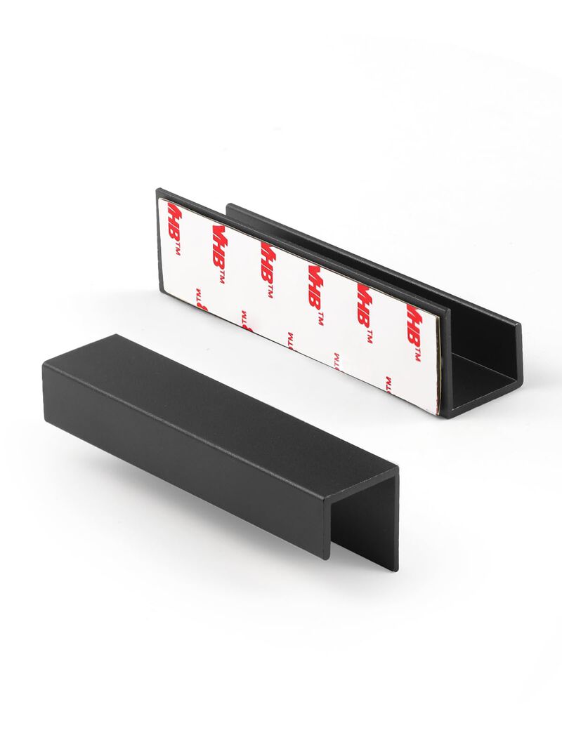 JIASENBAO 10 Pack Adhesive Cabinet Handles Black 3-9/16"" Length(Cover 3"" Hole Center) Finger Pulls Stick on Cabinet Pulls Deco