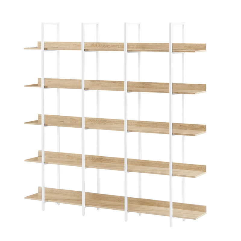 TATEUS 5 Tier Bookcase Home Office Open Bookshelf