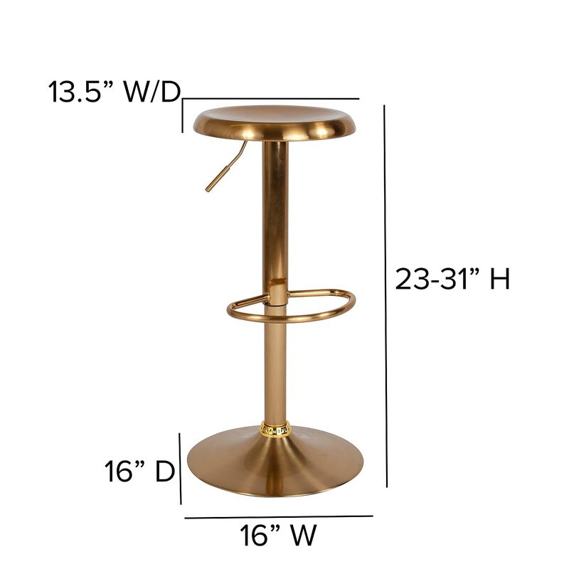 Flash Furniture Madrid Series Adjustable Height Retro Barstool in Gold Finish