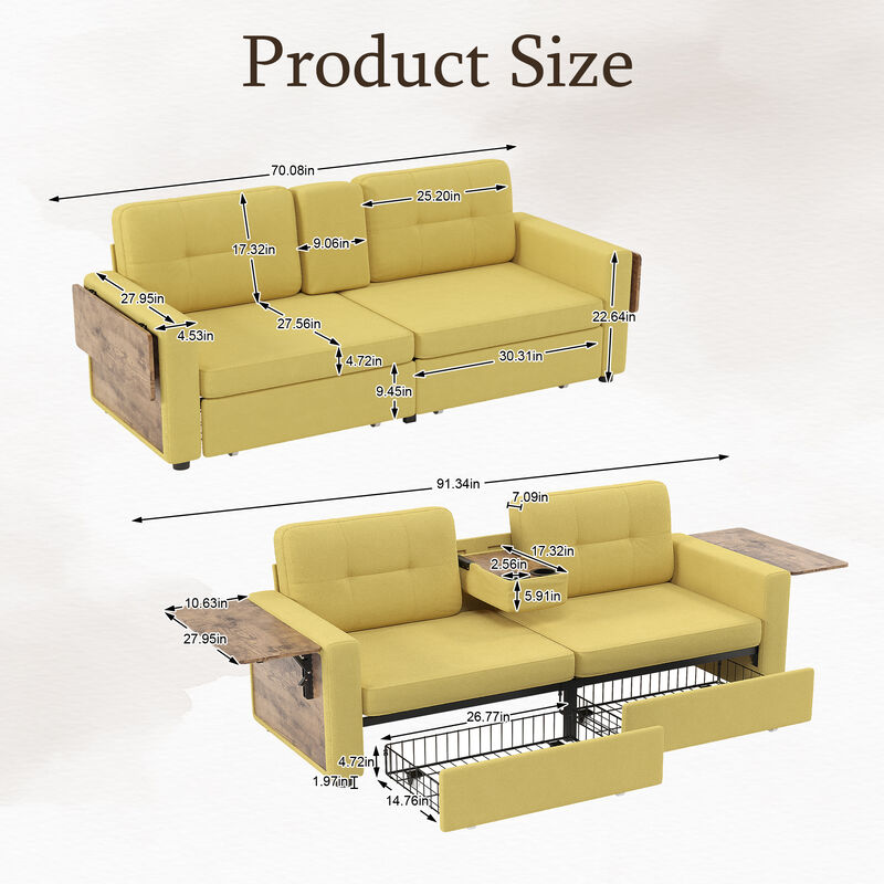 Pismeg  Pull-Out Storage Drawers Loveseat image number 7