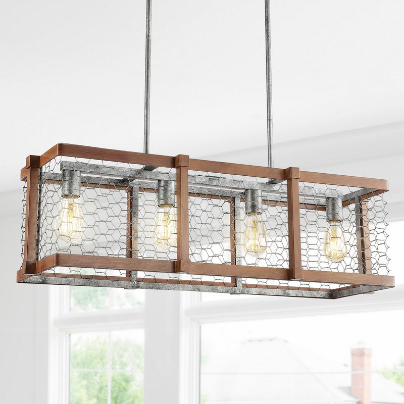 Gaines Linear 4-Light Adjustable Iron Rustic Industrial LED Pendant